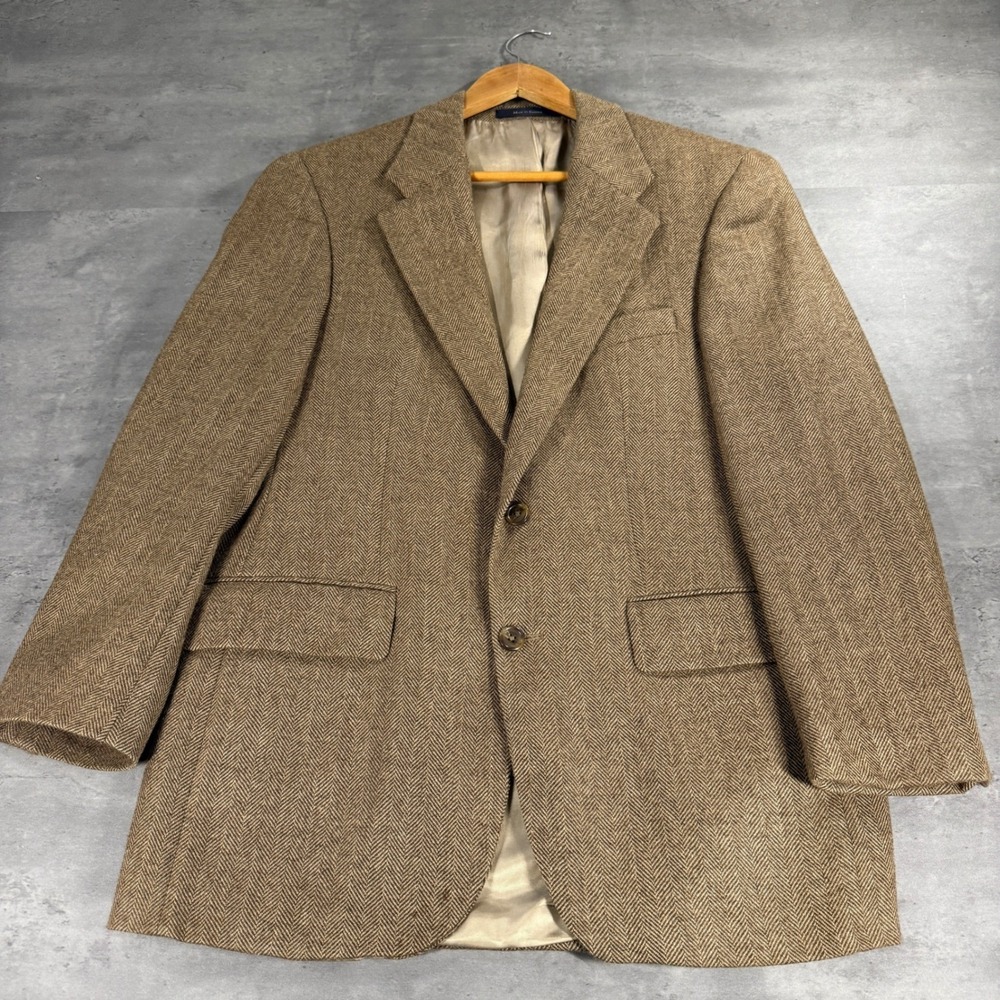 Polo University Club Ralph Lauren Sport Coat 38R Brown Herringbone Wool Alpaca